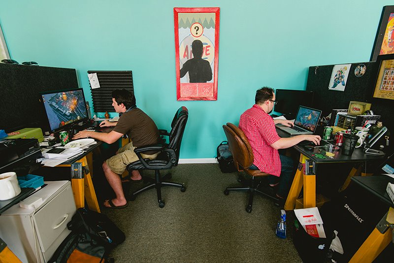 People getting things done at WorkHappy, a co-working space.